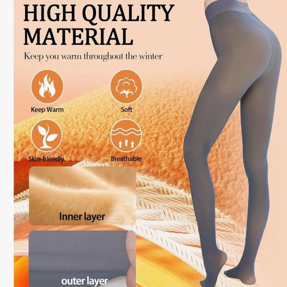 Fleece Lined Tights Sheer Women - Fake Translucent Warm Pantyhose Leggings